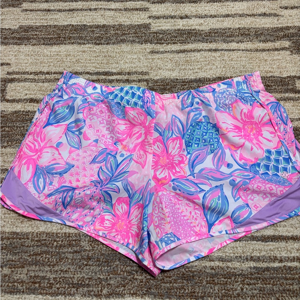 Lilly Pulitzer Pink and Blue Floral Athletic Shorts